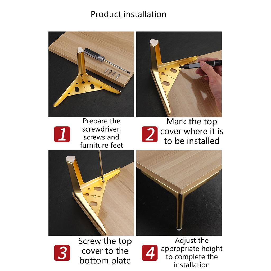 Pack of 4 Metal Cabinet Feet High Strength Metal Furniture Feet Upgrades for Modern Furniture Including Sofas & Chairs
