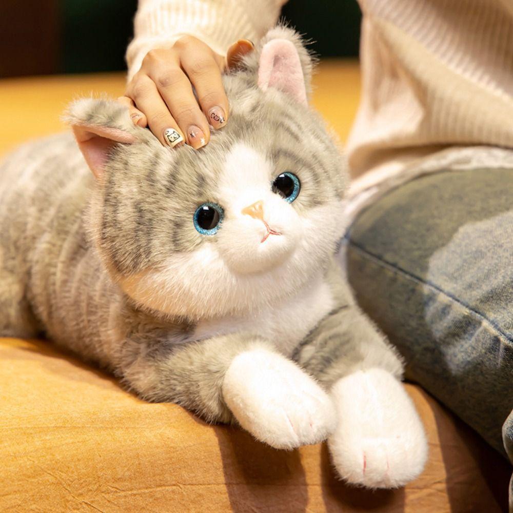 Cuddly Lifelike Cat Doll Lovely Simulation Stuffed Cat  Desktop Decoration