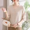 New Autumn Fashion Base Top Knitted V-neck Beaded Long Sleeves for Women's Versatile Sweater