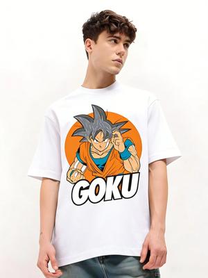 Унисекс Оверсайз Футболка с Графикой Dragon Ball Goku Аниме Мужская Женская Короткий Рукав Стритвир Лето 2026 Повседневные Топы Y2k Детская