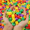 Rainbow Lacing Beads for Toddlers Color and Shape Sorter Fine Motor Skills Early Learning Montessori Toys for Preschool Kids