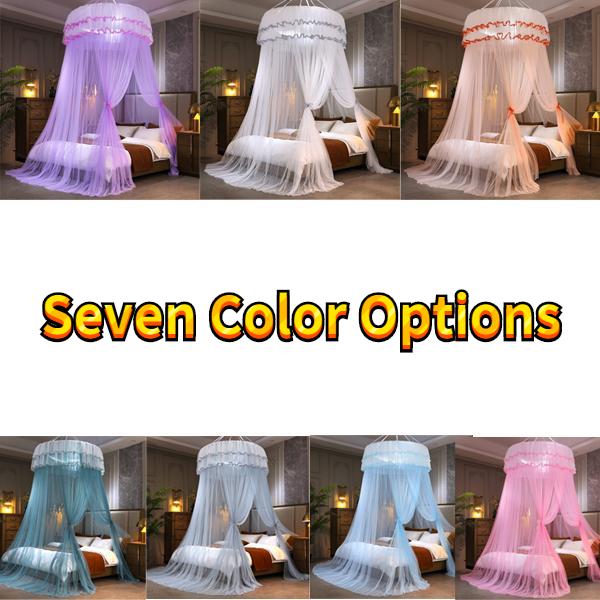 2027 New Dome Ceiling Mosquito Net Fresh Encryption Net Yarn Princess Wind Free Installation Floor Ceiling Mosquito Net high quality