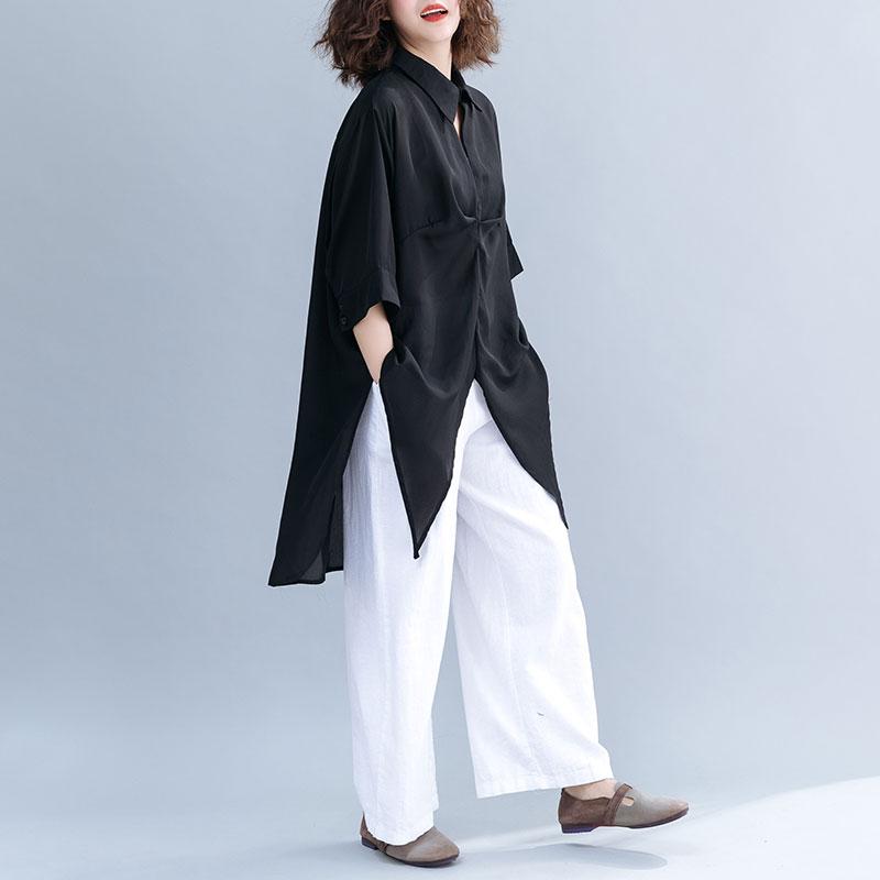 DIMANAF Женская блузка больших размеров, длинные рубашки, большие размеры, летние элегантные офисные женские топы, туника, свободная повседневная однотонная женская одежда 2024