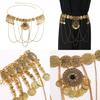 Metal Antique Gold Carved Waist Chain Women Accessory With Elements Tassel