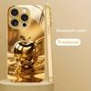 Роскошный Хрусталь С Узором Яблока Металлическая Краска Стеклянный Чехол Для Телефона Для iPhone 11 12 13 14 15 16 17 Pro Max 15 Plus 17Air 16E Чехол