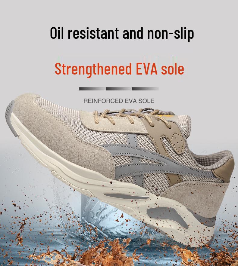 Мужская легкая защитная обувь со стальным подноском - Защита от ударов, Защита от проколов, Нескользящая, Износостойкая, Удобная рабочая обувь