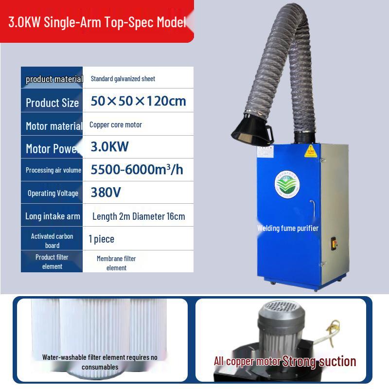 Mobile Electric Welding Fume and Dust Collector - Industrial Smoke Extractor