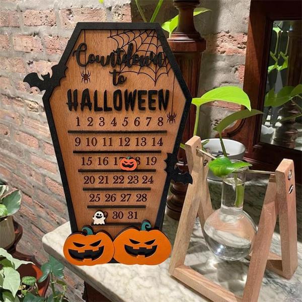 Halloween Countdown Calendar Wooden Sign for Decoration