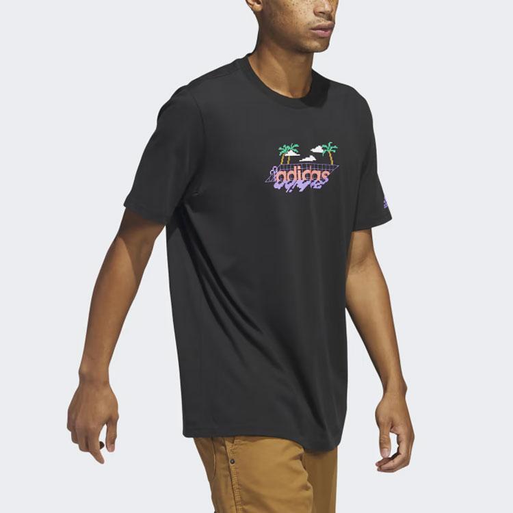 Adidas T Shirts Men's Black Crew Neck Moderate Straight Fit HS2530