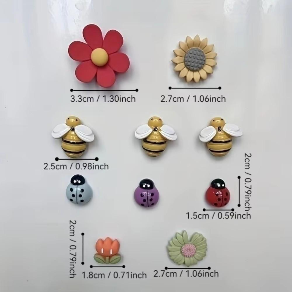 10pcs Tulip Flower Fridge Magnets Oval Shape Insect Refrigerator Sticker Home Decor