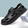 2025 Summer New Designer Leather Sandals for Men Hallow Breathable Casual Shoes Male Fashion Solid Color Driving Shoes Man