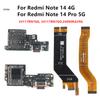 Для Xiaomi Redmi Note 14 Pro 4G 5G USB Type-C Порт быстрой зарядки Разъем платы Порт Основная материнская плата SUB Шлейф Note14 Микрофон