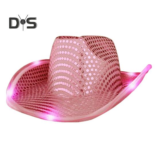 Ковбойская шляпа со светодиодной подсветкой в стиле ретро-вестерн, 5 доступных цветов, кепка с блестками от солнца, для рождественских вечеринок, ночных клубов, выступлений, фото-реквизита
