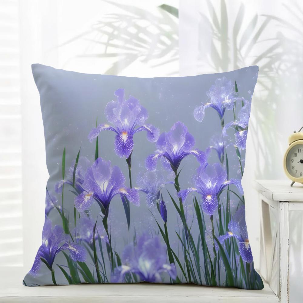 fashion Iris Cushion Cover comfort Daily Washable Linen Soft for Sofa Bed Home Room Decor