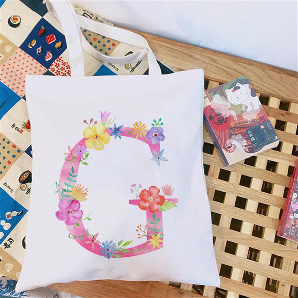 Женская холщовая сумка-шоппер Классический принт 26 букв английского алфавита Белая студенческая сумка-тоут Сумка-шоппер на плечо женская Сумка-тоут Харадзюку