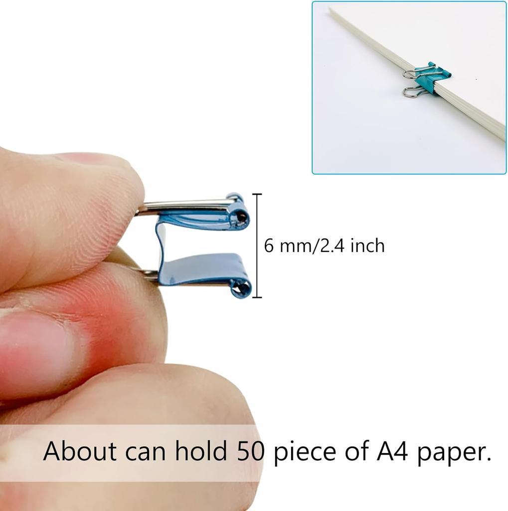 240-Pack Mini Binder Clips in 4 Colors (Blue, Yellow, Red, Green), 15mm/0.6-Inch Small Paper Clips for Home, School, Office and Business
