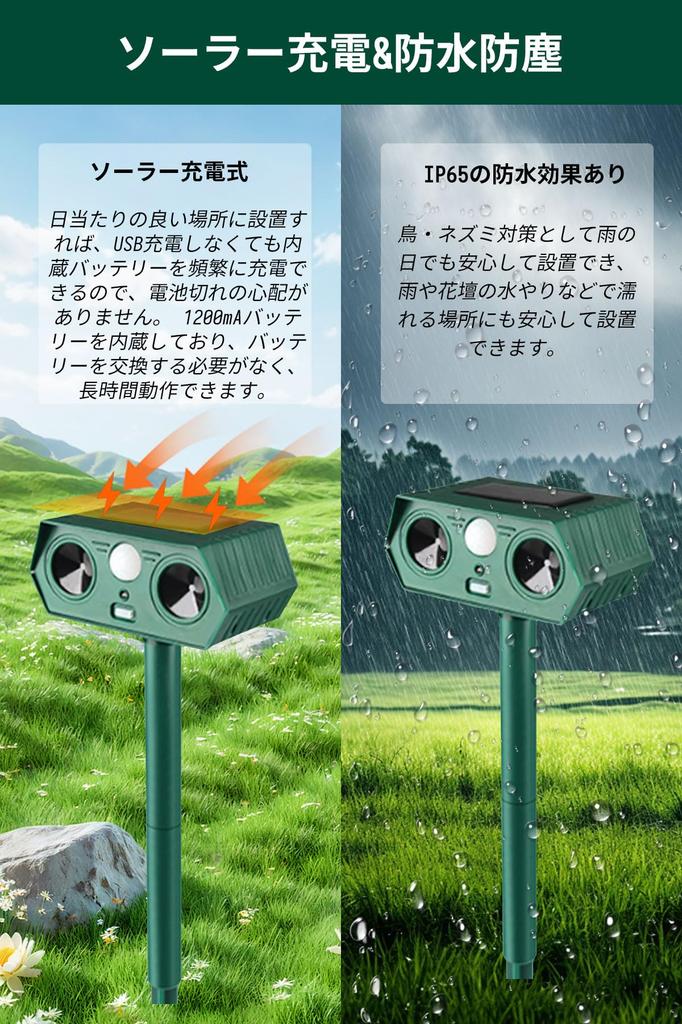 DODOGOD Animal Cat Animal Repellent New Highly Effective Pest Ultrasonic Solar Infrared 12m Detection Cat Bird Cat Pest Pest Dropping Bird IP65