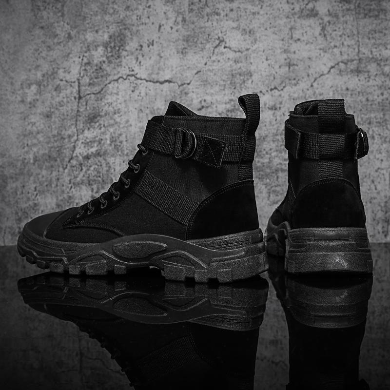 Модные черные ботинки для мужчин, высокие рабочие ботинки для активного отдыха, удобные дышащие повседневные ботинки для мужчин, botas para hombre