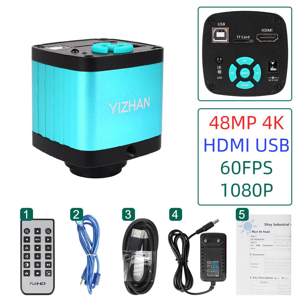 4K 48MP Видеомикроскоп HDMI USB Промышленный микроскоп Камера Пайка Ремонт Объектив для сбора изображений