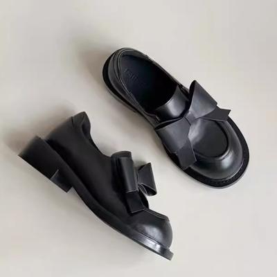 Модные Новые Ретро Сексуальные Модные Элегантные С Неглубоким Вырезом Круглым Носком Квадратным Каблуком Толстой Подошвой Повседневные С Бантом Однотонные Женские Ботинки