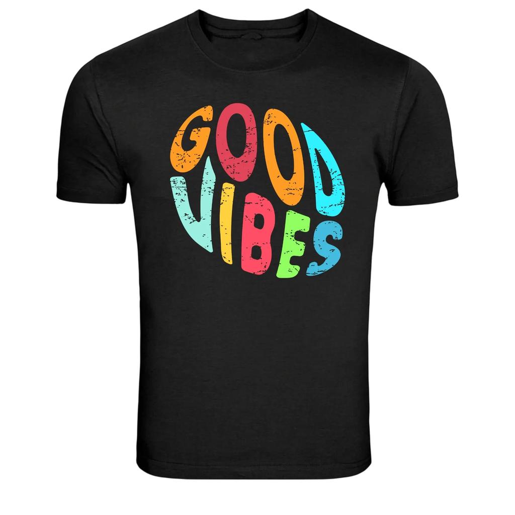 Good Vibes Colorful Positive Retro Typography T-Shirt