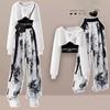 Spring and Autumn Set Women's Korean Loose Fashion Top Casual Pants Three Piece Set