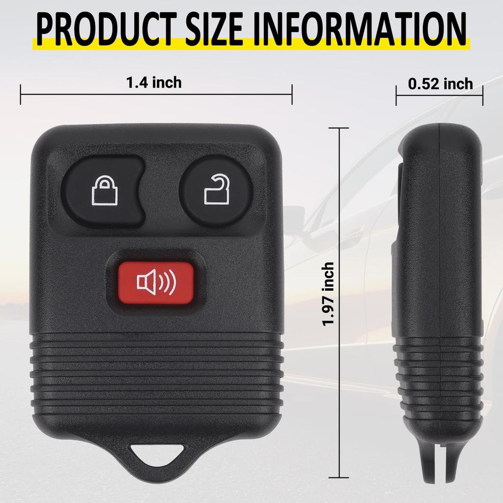 Keyless Entry Remote Key Fob Compatible with Ford F150 F250 F350 Escape Expedition Explorer Ranger, Lincoln, Mercury, Mazda and More, Replacement for