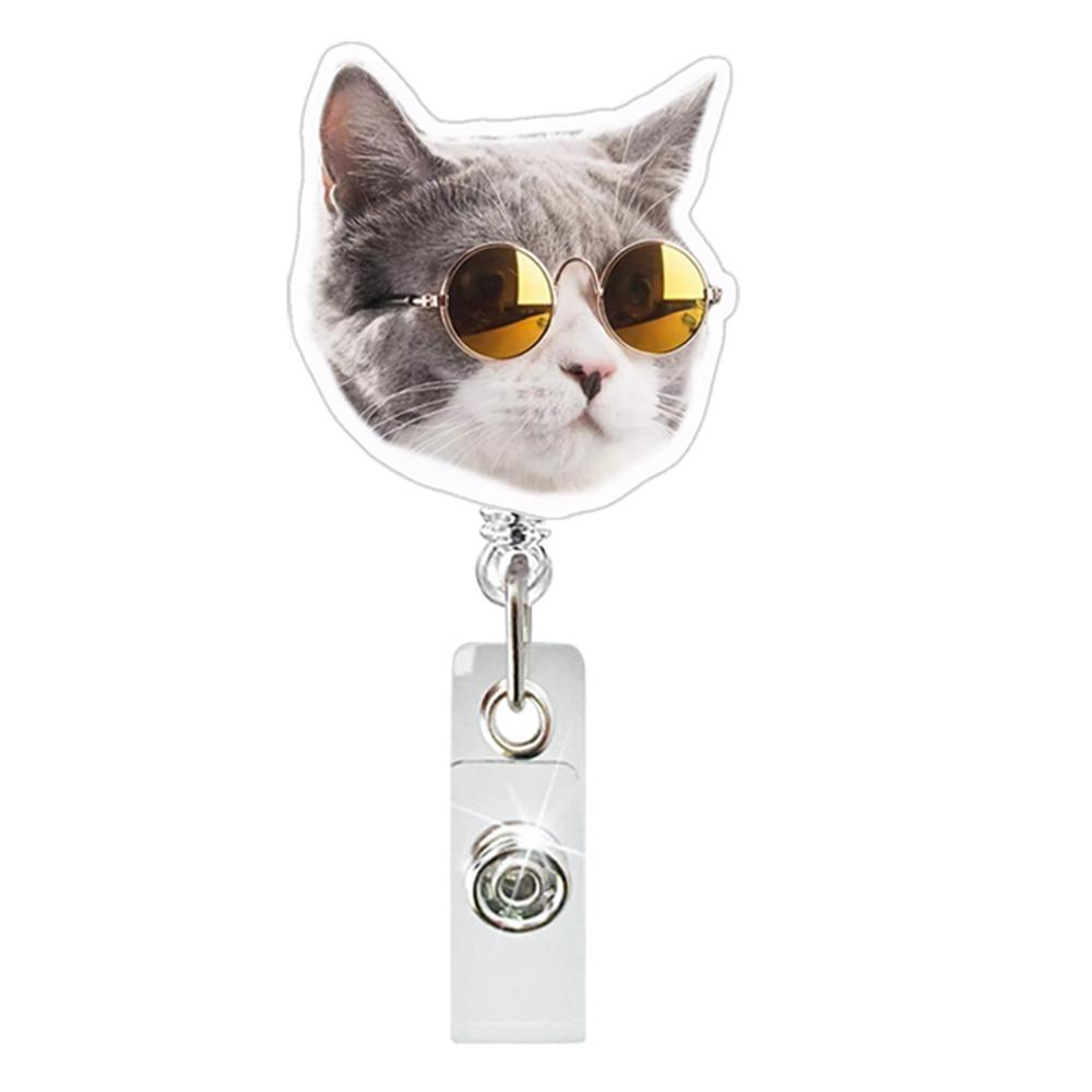 Акриловые мемы катушки для значков шнурок для удостоверения личности клипса забавный брелок для ключей с котом