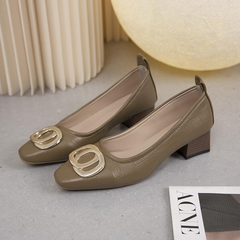 Мода 2024 года, новые весенние женские туфли-одиночки с острым носком на низком каблуке во французском стиле, толстый каблук, профессиональные, элегантные, на низком каблуке, рабочая обувь