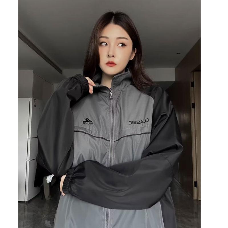 Винтажная куртка Y2k, женская ветровка большого размера в стиле Харадзюку, модная уличная одежда, повседневные куртки на молнии, корейский стиль, уличная одежда