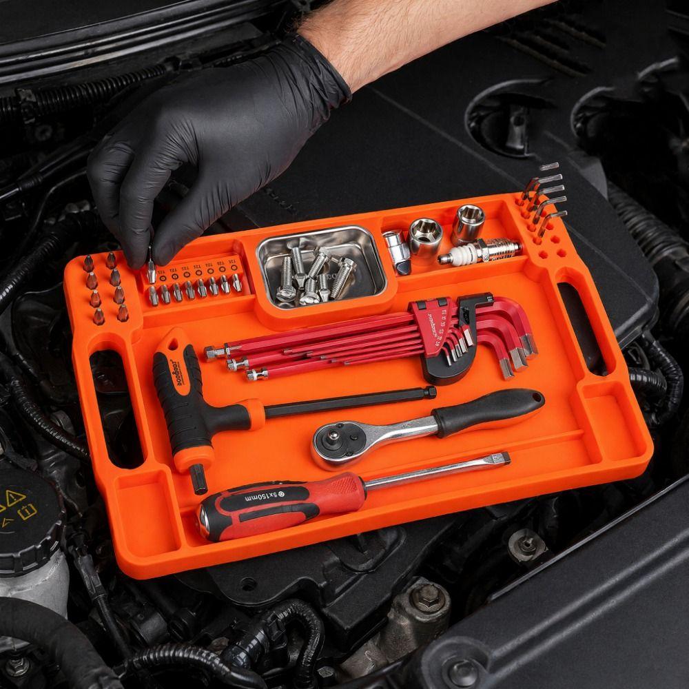 Silicone Magnetic Tool Mat Non-Slip Tool Storage Holder Tool Holder Tray Toolbox Storage