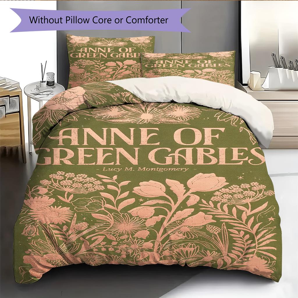 Anne of Green Gables Pattern Bedding Home Decoration Birthday & Festival Gift (1 * duvet cover + 2 * pillowcase, without core)