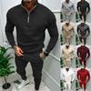 Men's Autumn Fashion Zipper Hooded Sports Trend Long  Set