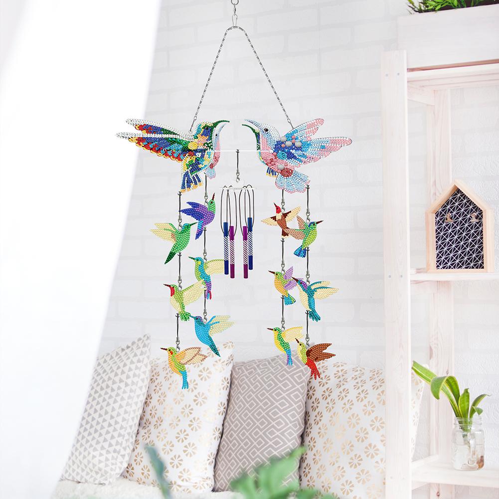 DIY Butterfly Diamond Art Sun Catchers Double Side Wind Chime Diamond Painting Dots Pendant Bird for Garden Window Decor