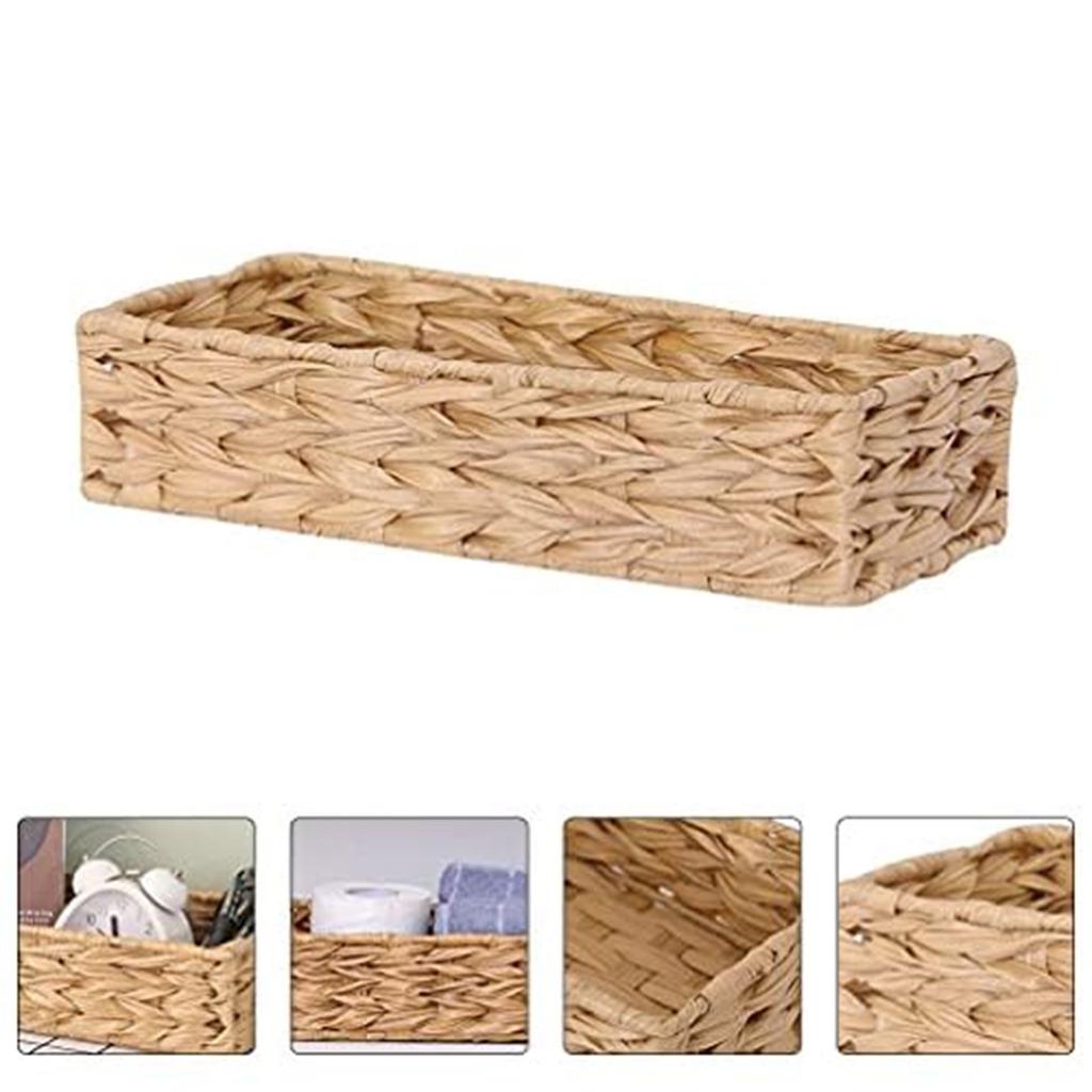 Natural Woven Water Hyacinth Storage Basket for Home Organization and Decoration Large Capacity Sundries Organizer