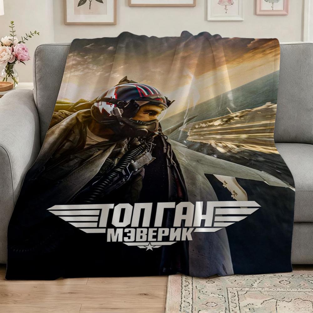 Top Gun Fighter Pilot Helmet Pattern Theme Flannel Blanket Cozy Warm Fleece Blanket For Living Room Air Conditioner Room Party Decor Great Holiday Gif