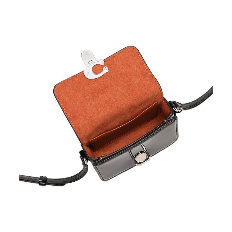 New COACH Studio Lacquered Finish Cow Leather Shoulder Bag, Crossbody Bag Mini Women's Black CE762-LHBLK