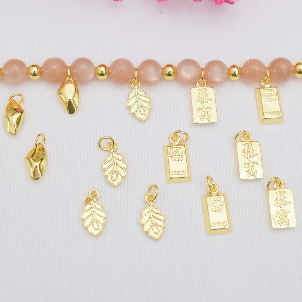 10 шт. Подвеска с сохранением цвета 14K золото, Подвеска-лист, Разбогатей, Маленький золотой слиток, Маленькая подвеска из битого серебра, Сделай сам, Аксессуары для бисероплетения ручной работы