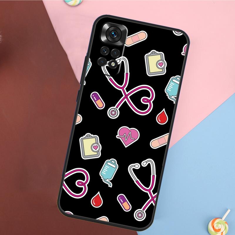 Чехол для телефона Xiaomi Redmi Note 13 Pro 14 12 11 9 10 9S 10S 11S 12S Redmi 10C 12C 13C 14C со стетоскопом, сердцем, для медсестры
