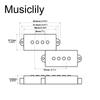 Musiclily Pro Alnico 5 Precision Bass Pickup Split for Precision Black PB-60S Set, Coil, 10.5K, 4-String Bass,