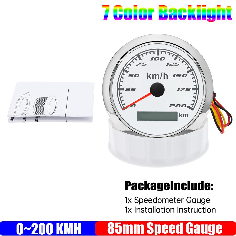 ZMFJH 30KMH-300KMH 85mm Analog Pulse Speedometer Gauge 7 Color Light Speed Meter Pulse Signal Speedometer Car Boat Yacht 12V24V