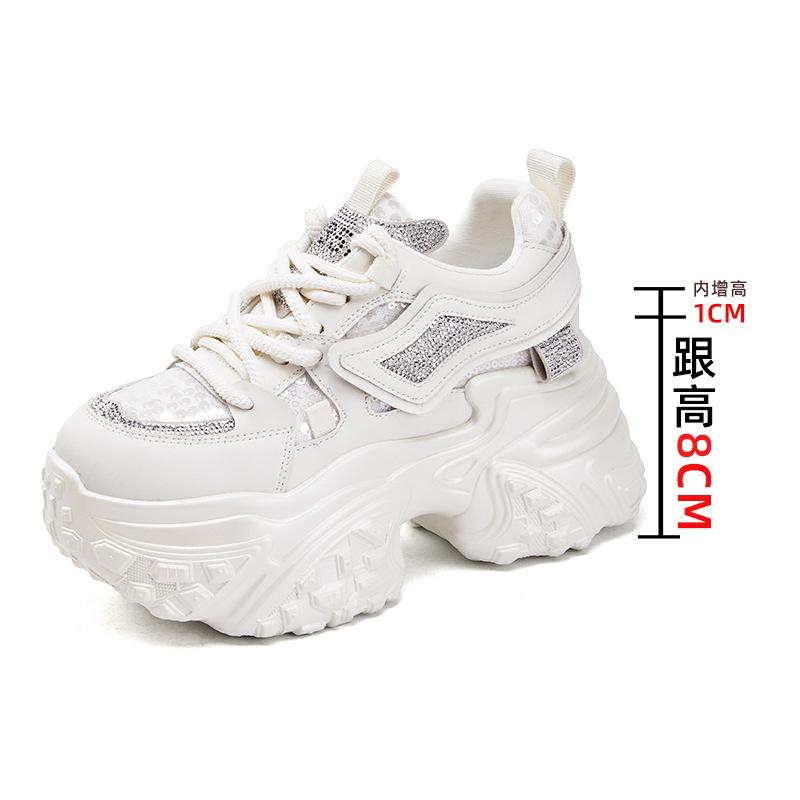 Silver inner heightening platform shoes women's shoes new spring and autumn leisure sports little white shoes muffin