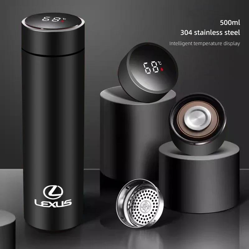 ZAG1 2026 Hot Interior Stickers Lexus Car Badge Stainless Steel Thermal Insulation Cup Intelligent Temperature Display For RX330 IS25