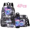 4Pcs/set Anime Cute KPop Printed Backpack with 750Ml Water Bottler for Teenager Student Girl Boy Bookbag Kid Gift Large Capacity waterproof Travel Bag