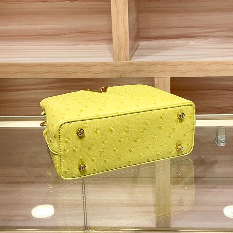 2025 High-End Women's Genuine Leather Ostrich Pattern Crossbody Shoulder Handbag