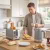 Kettle and Toaster Set, 1.7 L 2200 W Rapid-Boil Kettle with Thermostat, 2-Slice Toaster, Gray