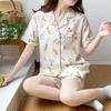 Летняя женская пижама с рисунком из милого хлопка Tencel с короткими рукавами для девочек, студенческая ветровка, тонкая пижама для дома, костюм