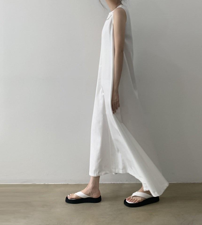 Корейский шик тыквенного цвета платье-свинг без рукавов из хлопка и льна