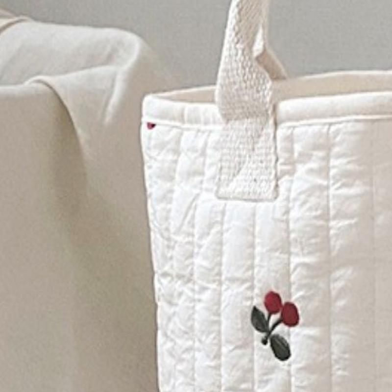 Baby Bottle Storage Bag Pure Cotton Bucket Shape Cute Embroidery Diaper Caddy Organizer for