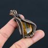 Tiger Eye Gemstone Handmade Pure Copper Wire Wrap Jewelry Pendant For Women Gift